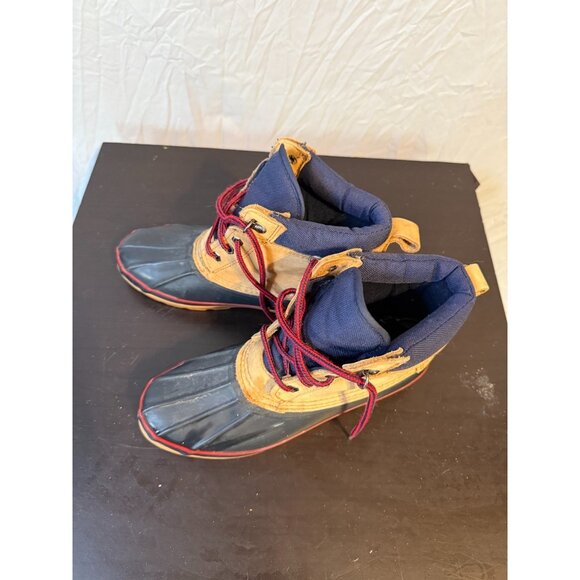 Lands End Waterproof Duck Boots Rubber Ankle Leather Bootie Size 9 Muck - Picture 2 of 5